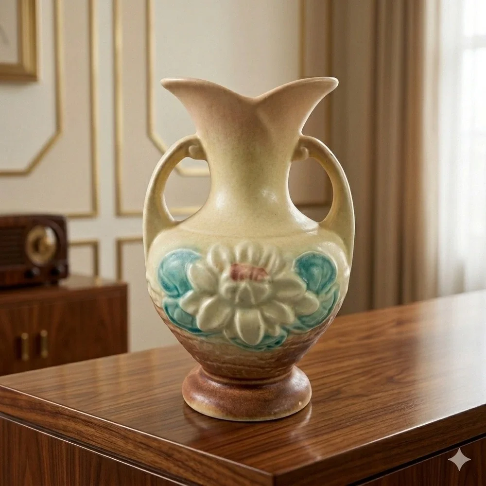 Hull Pottery Water Lily Two Handle Vase L-2 5.5